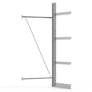 Einseitiges Kragarmregal feuerverzinkt, für Innenbereiche - Anbauregal - 3.500 x 1.380 mm (HxT) - Feldbreite 1.500 mm - 800 kg - KARL heavy Anbauregal