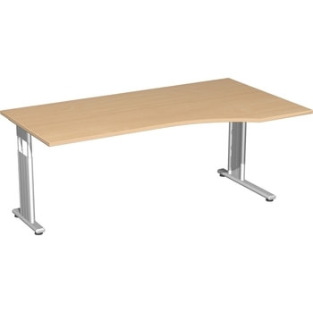 Eckschreibtisch, C-Fuß Flex, Ecke rechts, höhenverstellbar, 680-800 x 1.800 x 1.000 mm (HxBxT), Gestell silber, Dekor wählbar 