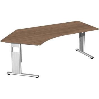 Winkelschreibtisch, C-Fuß Flex, Winkel links, 720 x 2.166 x 1.130 mm (HxBxT), Bürotisch, Gestell silber, Dekor wählbar 