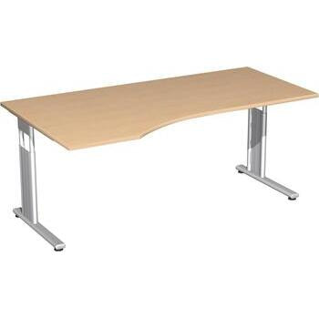 Beispielabb.: Schreibtisch C-Fuß Flex, Ecke links, Füße Standard, 1.800 mm Breite, Dekor Buche