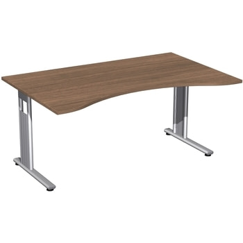 Schreibtisch, C-Fuß Flex, Ergo, höhenverstellbar, 680-800 x 1.000 mm (HxT), Breite wählbar bis 1.800 mm Gestell silber, Dekor wählbar 