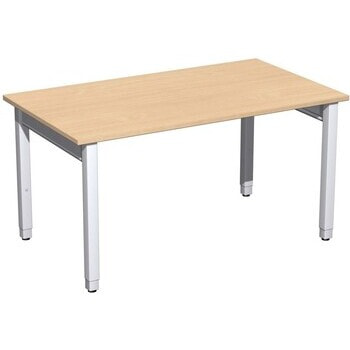 Schreibtisch, 4-Fuß Quadrat Pro, höhenverstellbar, 680-800 x 800 mm (HxT), Breite wählbar, Gestell silber, Dekor wählbar 