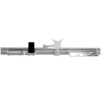 Schienensystem, Monitorhalter, Monitorschiene, Schreibtischschienensystem, Wandbefestigung, 90 x 1.200 x 45 mm (HxBxT), silber 