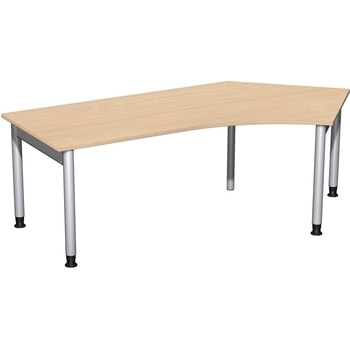 Winkelschreibtisch, rechts, Füße wählbar, 4-Fuß Pro, höhenverstellbar, 680-800 x 2.166 x 1.130 mm (HxBxT), Dekor wählbar 