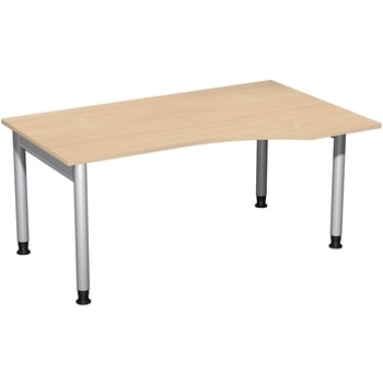 Eckschreibtisch, Ecke rechts, Füße wählbar, 4-Fuß Pro, höhenverstellbar, 680-800 x 1.000 mm (HxT), Breite: wählbar bis 2.000 mm, Dekor wählbar 