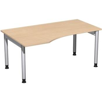 Eckschreibtisch, Ecke links, Füße wählbar, 4-Fuß Pro, höhenverstellbar, 680-800 x 1.000 mm (HxT), Breite: wählbar bis 2.000 mm, Dekor wählbar 