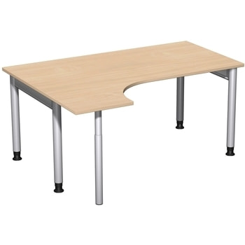 Eckschreibtisch, Ecke links, Füße wählbar, 4-Fuß Pro, höhenverstellbar, 680-800 x 1.200 mm (HxT), Breite: wählbar bis 2.000 mm, Dekor wählbar 
