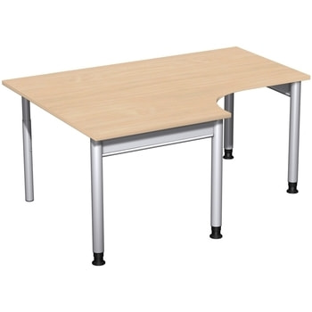Eckschreibtisch, Eckteil 800 mm, links, Füße wählbar, 4-FußPro, höhenverstellbar, 680-800 x 1.200 mm (HxT), Breite wählbar bis 2.000 mm, Dekor wählbar 
