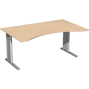 Ergo-Schreibtisch, Füße wählbar, C-Fuß Pro, 720 x 1.000 mm (HxT), Breite wählbar bis 2.000 mm, Gestell silber, Dekor wählbar 