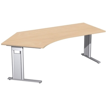 Winkelschreibtisch, links, Füße wählbar, C-Fuß Pro, 720 x 2.166 x 1.130 mm (HxBxT), Gestell silber, Dekor wählbar 