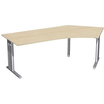 Winkelschreibtisch, rechts, Füße wählbar, C-Fuß Pro, 720 x 2.166 x 1.130 mm (HxBxT), Gestell silber, Dekor wählbar 