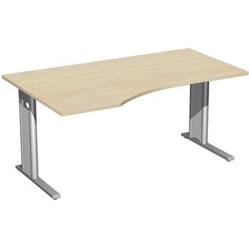 Eckschreibtisch, Ecke links, Füße wählbar, C-Fuß Pro, 720 x 1.000 mm (HxT), Breite wählbar bis 2.000 mm, Gestell silber, Dekor wählbar 