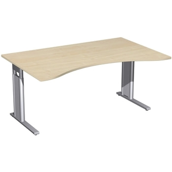 Ergo-Schreibtisch, Füße wählbar, C-Fuß Pro, höhenverstellbar, 680-820 x 1.000 mm (HxT), Breite wählbar bis 2.000 mm, Gestell silber, Dekor wählbar 