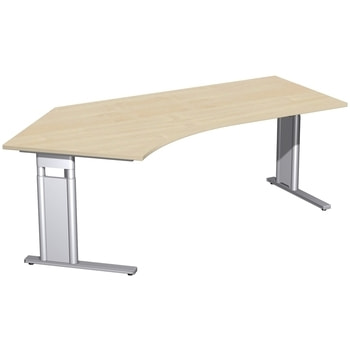 Winkelschreibtisch, links, Füße wählbar, C-Fuß Pro, höhenverstellbar, 680-820 x 2.166 x 1.130 mm (HxBxT), Gestell silber, Dekor wählbar 
