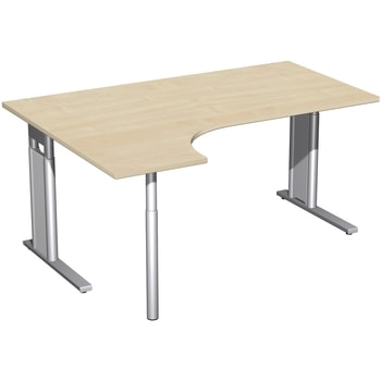 Eckschreibtisch, Ecke links, Füße wählbar, C-Fuß Pro, höhenverstellbar, 680-820 x 1.200 mm (HxT), Breite wählbar bis 2.000 mm, Dekor wählbar 