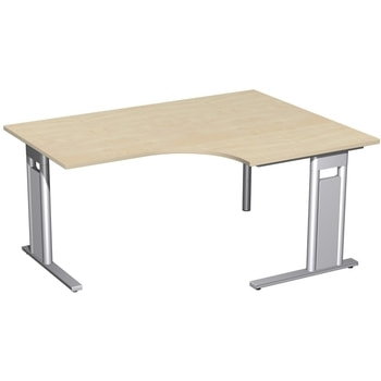Eckschreibtisch, Eckteil 800 mm, Ecke rechts, Füße wählbar, C-Fuß Pro, 720x 1.200 mm (HxT), Breite wählbar bis 2.000 mm, Gestell silber, Dekor wählbar 