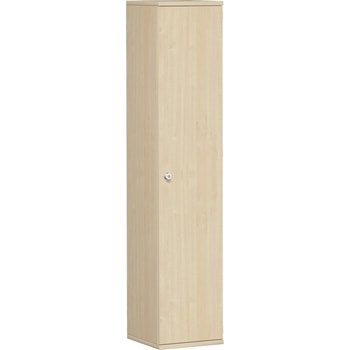Flügeltürenschrank, Holztüren, Schloßseite wählbar, 5 Ordnerhöhen, 4 Einlegeböden, 1.920 x 400 x 425 mm (HxBxT), Frontfarbe und Korpusfarbe wählbar 