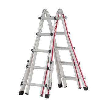 Mehrzweckleiter, Teleskopleiter, Anlegeleiter, Stehleiter, Aluminium, beidseitig begehbar, Bolzengelenk, max. Länge wählbar, 150 kg Traglast, Hymer 