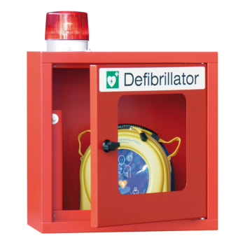 Defibrillatorenschrank mit akustischem und optischem Alarm - 490 x 400 x 200 mm (HxBxT) - Sichtfenster - Farbe wählbar 