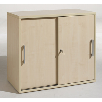 Anstell-Schiebetürenschrank, Holz, 2 Ordnerhöhen, Einlegeboden, abschließbar, Stellfüße, 720 x 425 mm (HxT), Breite, Frontfarbe/Korpusfarbe wählbar 