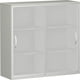 Beispielabbildung Glas-Schiebetürenschrank, 1.152 x 1.200 x 425 mm (HxBxT), hier mit Korpus in Lichtgrau