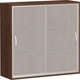 Beispielabbildung Glas-Schiebetürenschrank, 1.152 x 1.200 x 425 mm (HxBxT), hier mit Korpus in Nussbaum