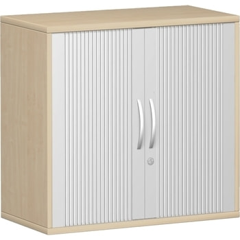Anstell-Querrollladenschrank, Dekoreinlageboden, Stellfüße, abschließbar, 720 x 425 mm (HxT), Breite und Korpusfarbe wählbar, Frontfarbe silber 