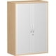 Querrollladenschrank, 3 Ordnerhöhen, 1.152 x 800 x 425 mm (HxBxT), in Buche Dekor