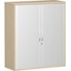 Querrollladenschrank, 3 Ordnerhöhen, 1.152 x 1.000 x 425 mm (HxBxT), in Ahorn Dekor