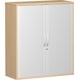 Querrollladenschrank, 3 Ordnerhöhen, 1.152 x 1.000 x 425 mm (HxBxT), in Buche Dekor